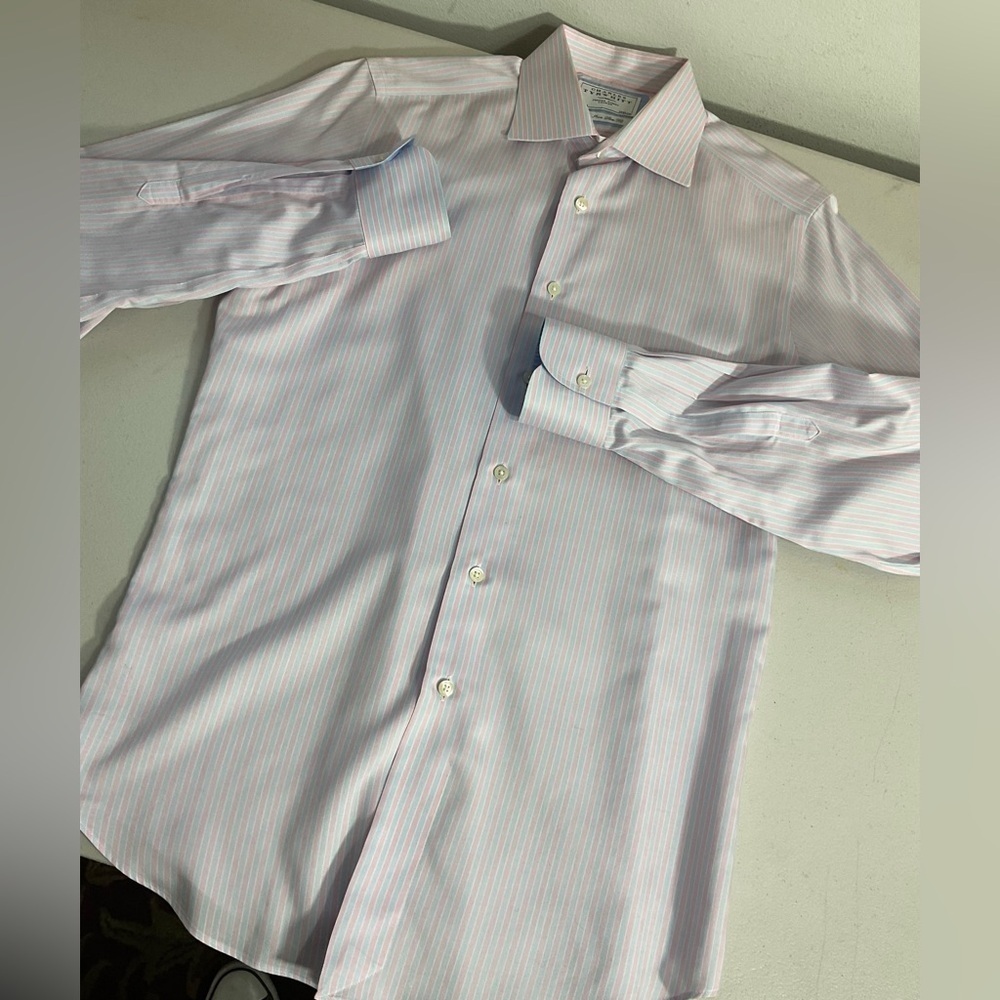 Charles Tyrwhitt Men’s Gingham Slim Fit L/S Dress Shirt Size 15.5 x 35